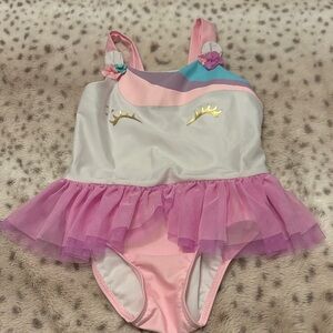 Cat & Jack Unicorn-Themed Pink and White One Piece Swimsuit